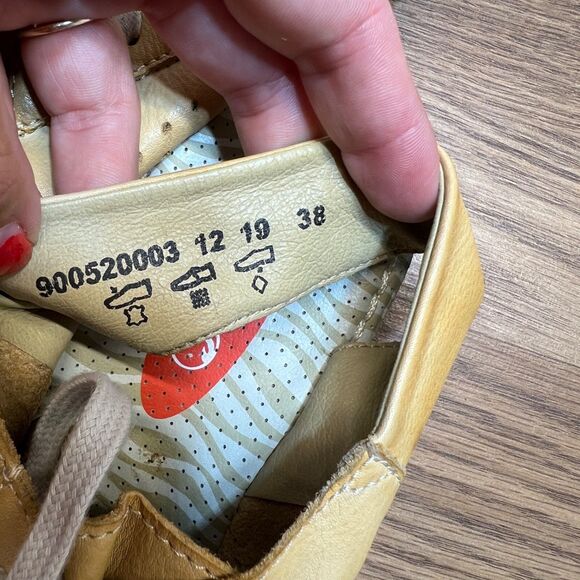 Softinos By Fly London Shoes Womens Sz 38 Yellow Lace Up Peep Toe Shoes Comfort - Picture 8 of 10